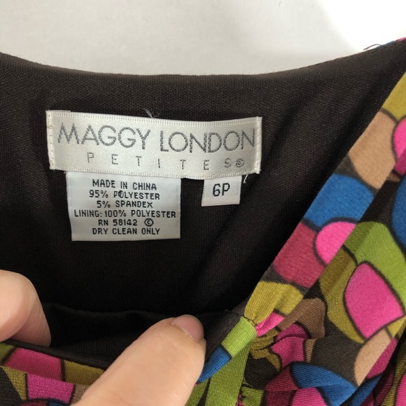 MAGGY LONDON Petites Multicolor Dress Stretch Sz 6P - Picture 8 of 8